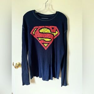 Men’s size medium, long sleeve, superman - waffle  like long underwear style